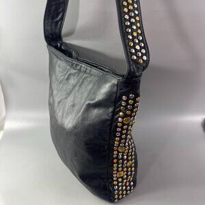Vintage The Icing Black Leather Studs Shoulder Bag